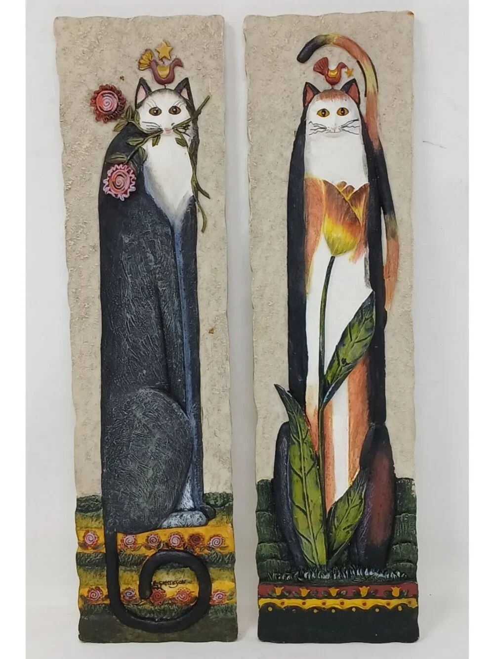 VTG Eileen Smithson Tall 3D Cat Wall Plaques Unique Home Decor #D-13